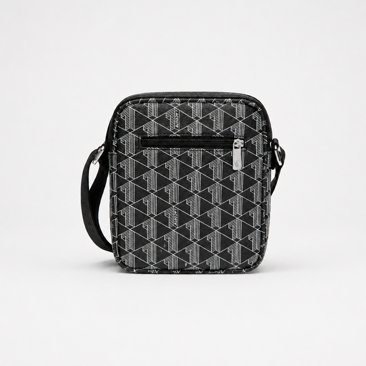 Lacoste Monogram Crossbody Bag – Black