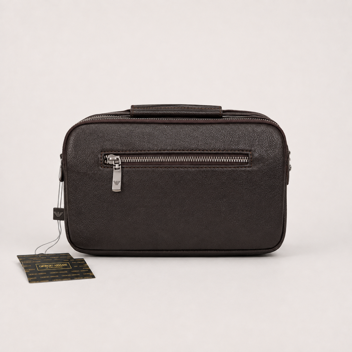 Emporio Armani Double-Zip Utility Crossbody Bag – Dark Brown