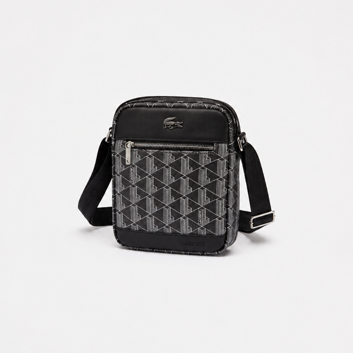 Lacoste Monogram Crossbody Bag – Black