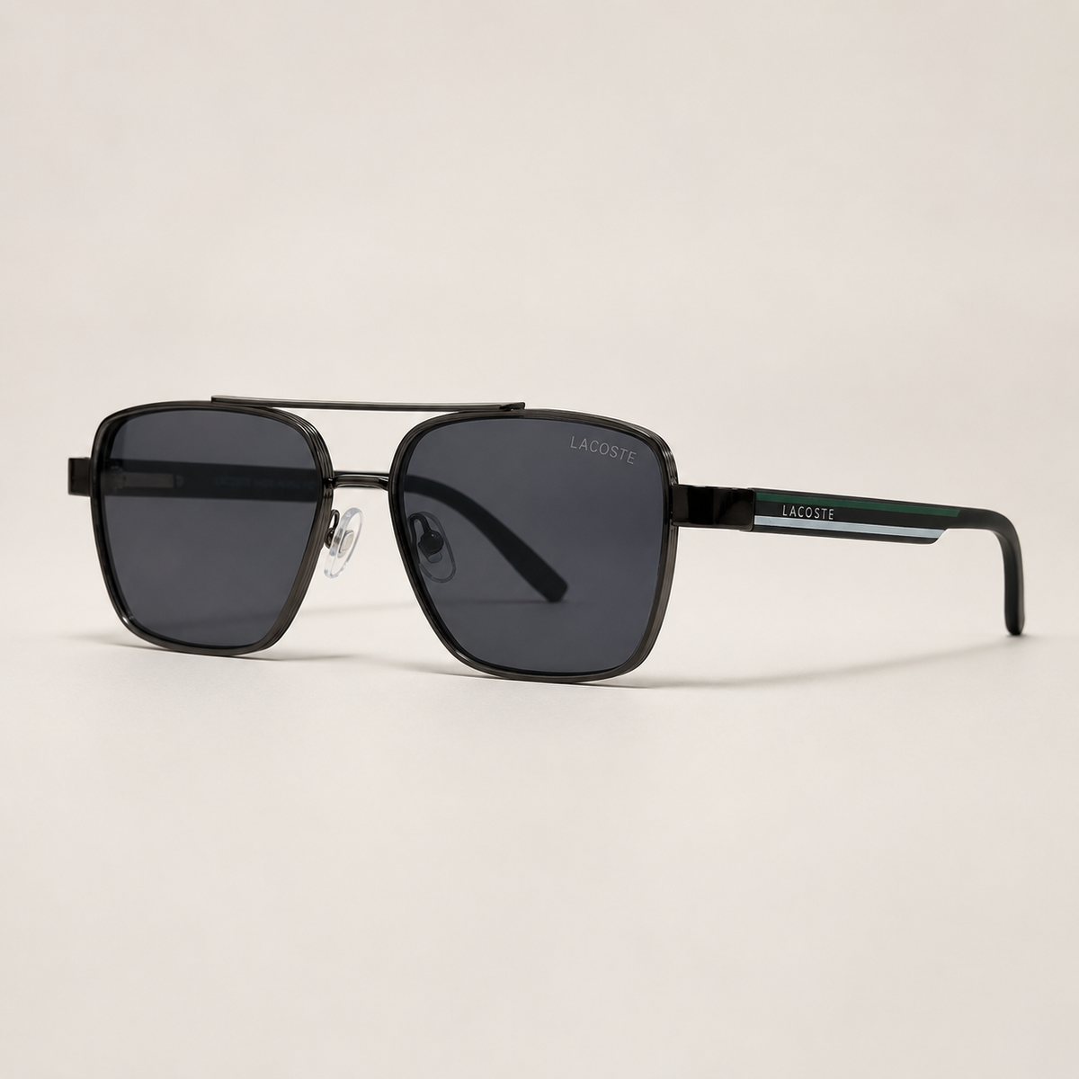Lacoste Square Sunglasses – Black with Dark Grey Lenses + Case