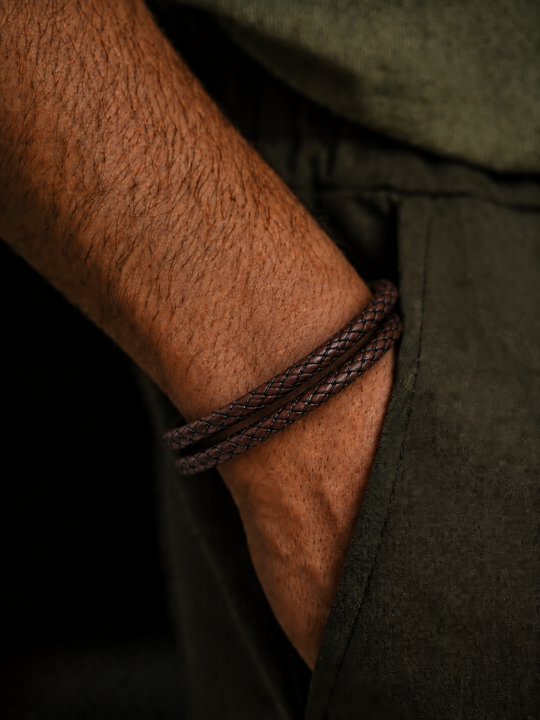 Marco Bellini Brown Braided Leather Bracelet