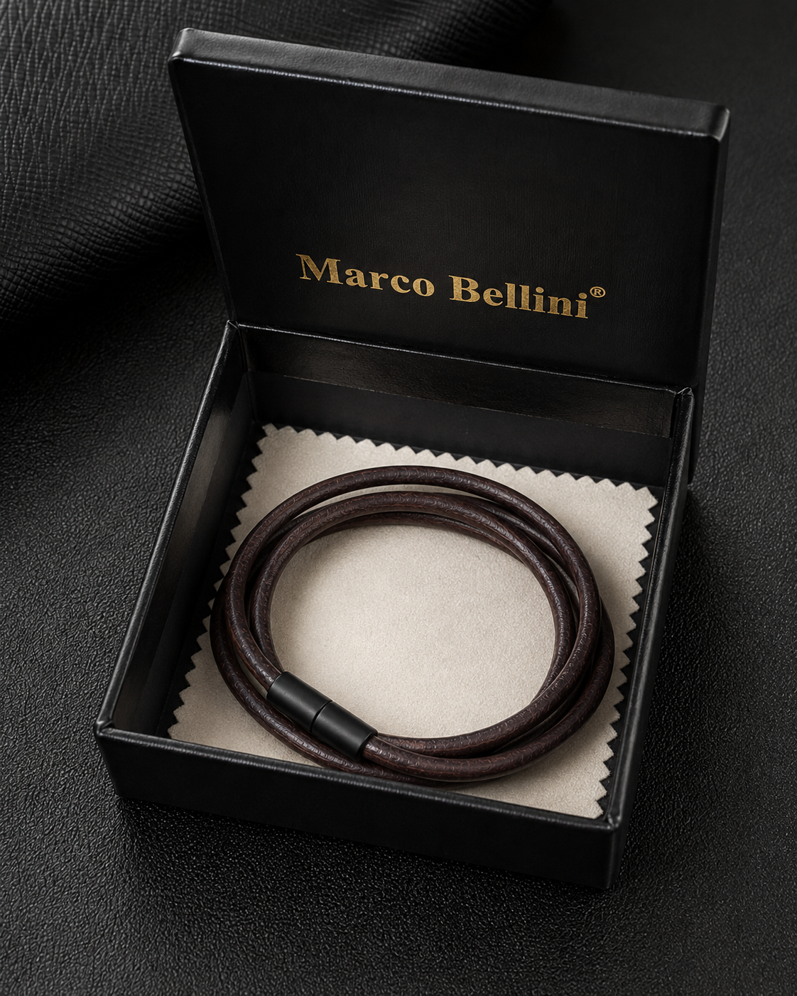 Marco Bellini Brown Triple-Wrap Leather Bracelet