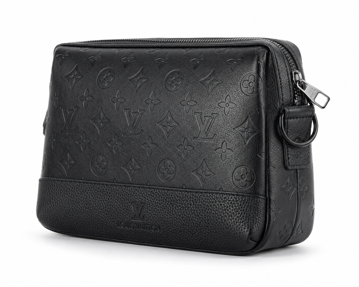 Louis Vuitton Men's Black Monogram Embossed Leather Crossbody Bag