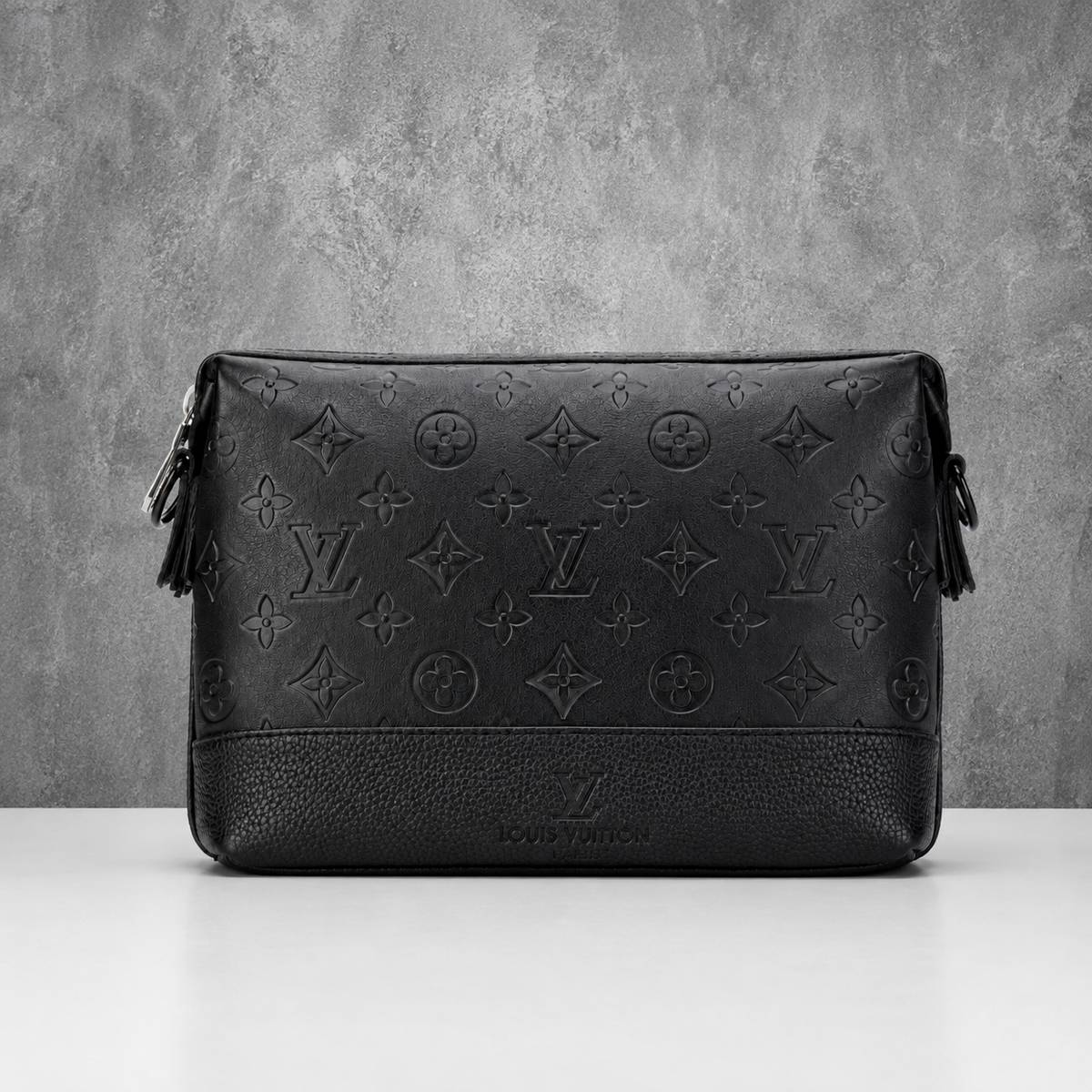 Louis Vuitton Men's Black Monogram Embossed Leather Crossbody Bag