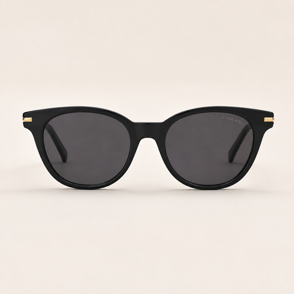BOSS Hugo Boss Classic Sunglasses – Glossy Black & Gold with Dark Lenses + Case