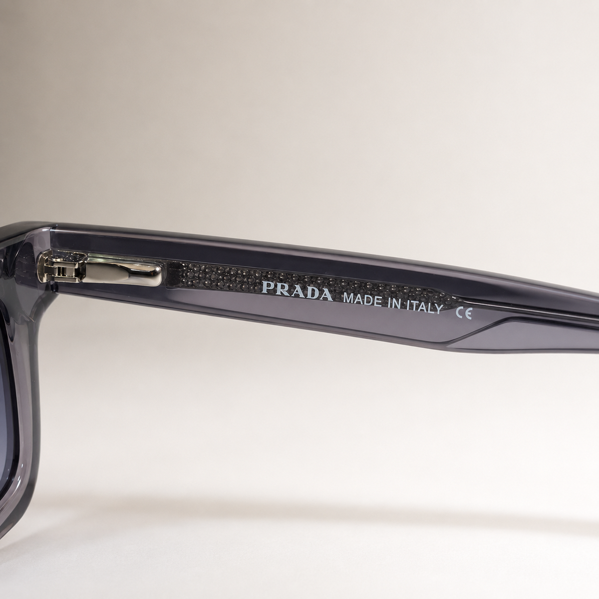 Prada Gray Transparent Rectangular Sunglasses with Case