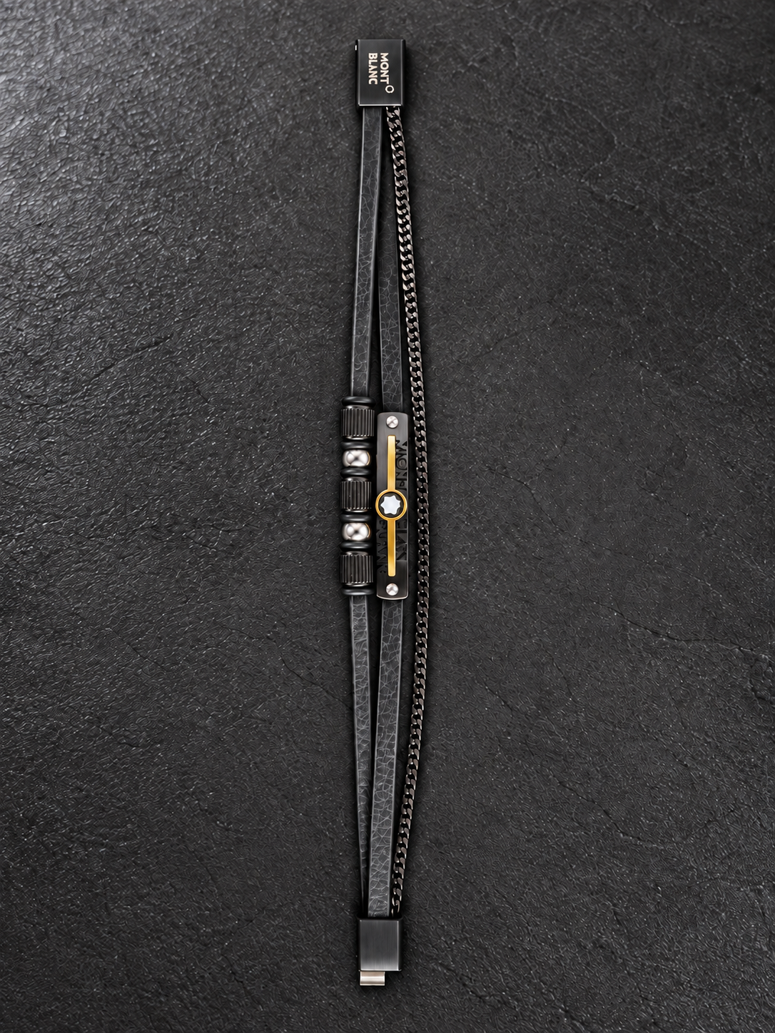 Montblanc Men’s Genuine Leather & Chain Bracelet