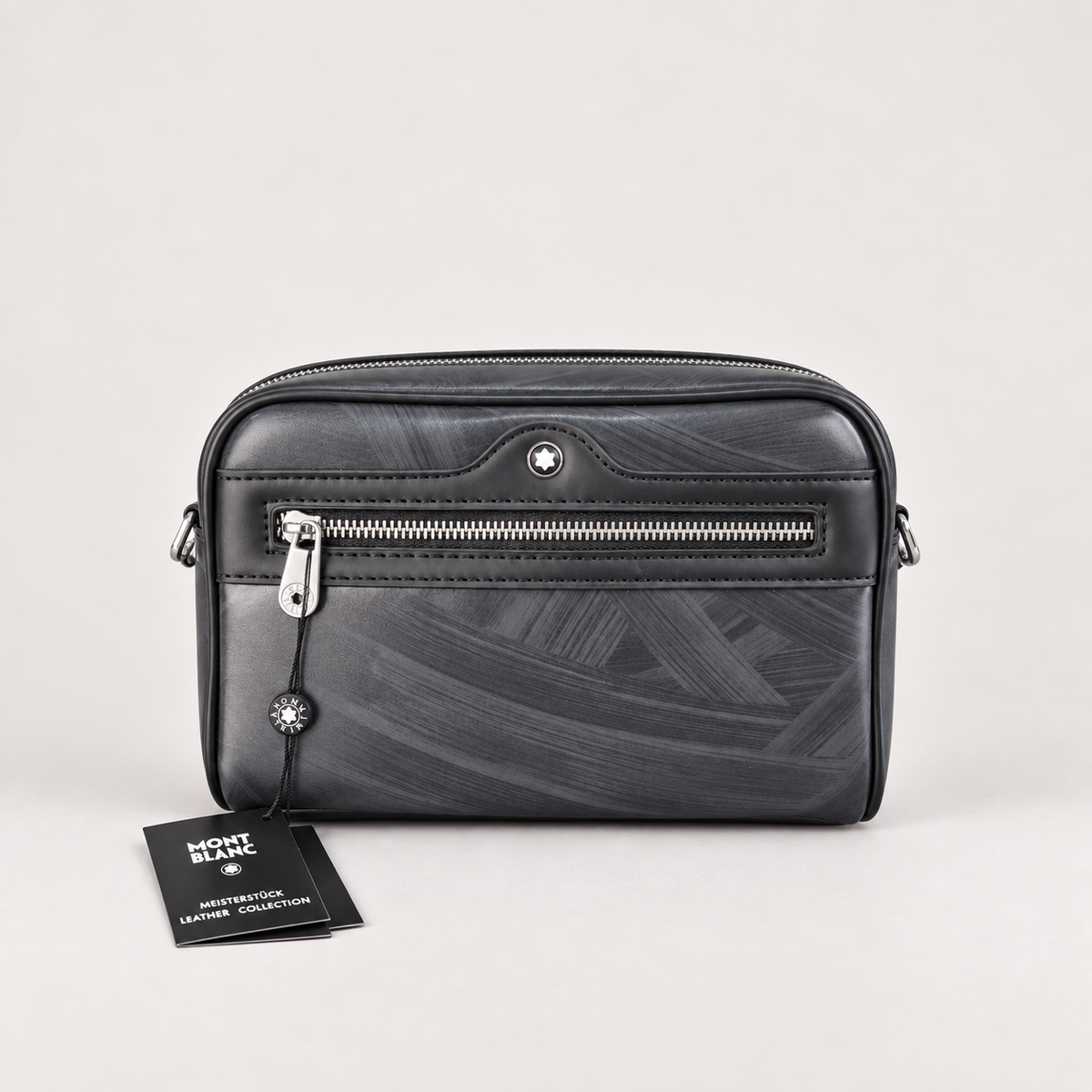 Montblanc Men’s Black Patterned Crossbody Bag with Detachable Strap