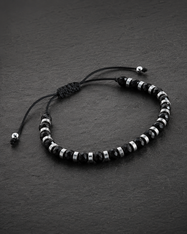 Onyx bead bracelet styled