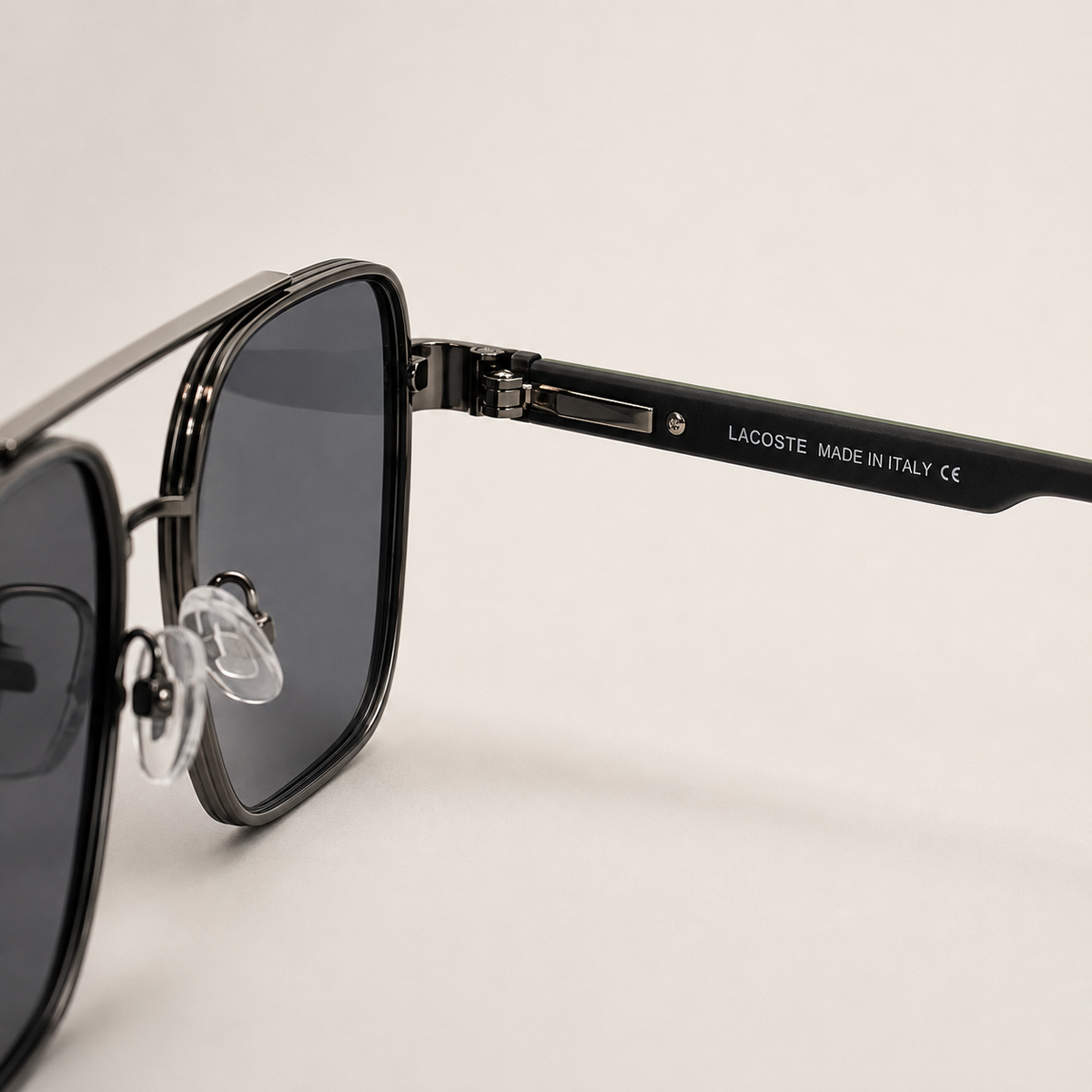 Lacoste Square Sunglasses – Black with Dark Grey Lenses + Case