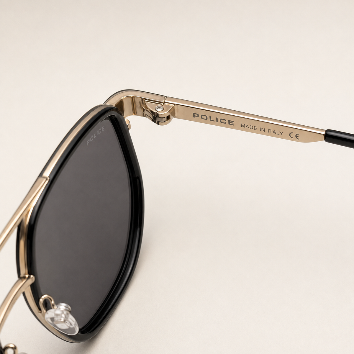 Police Gold & Black Square Aviator Sunglasses