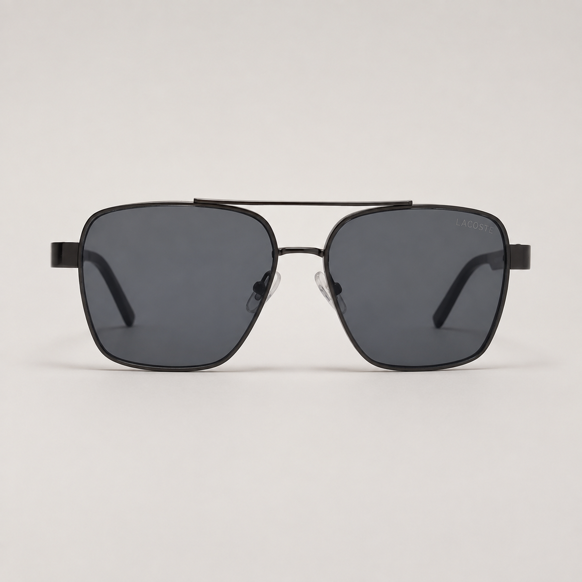 Lacoste Square Sunglasses – Black with Dark Grey Lenses + Case