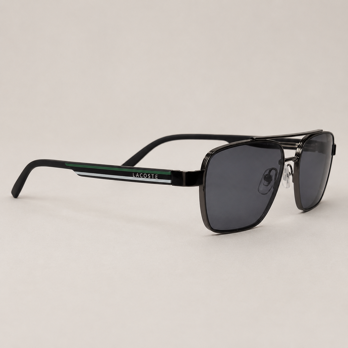 Lacoste Square Sunglasses – Black with Dark Grey Lenses + Case