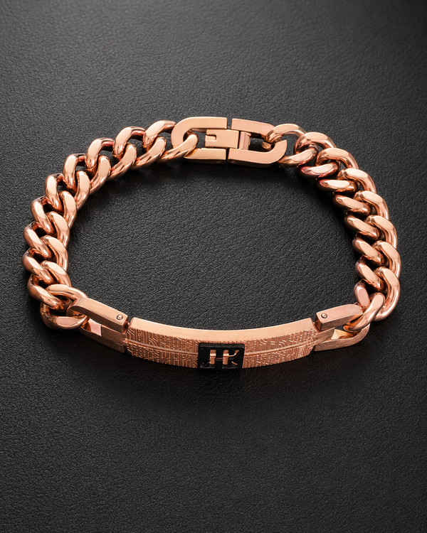 Rose Gold Statement Chain Bracelet with Black H Detail