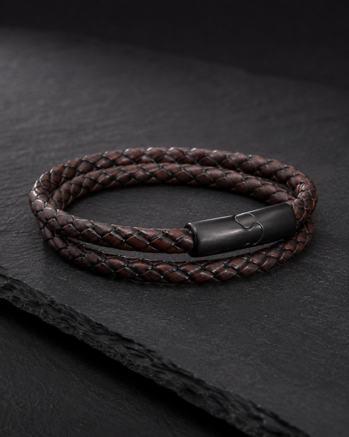 Marco Bellini Brown Braided Leather Bracelet