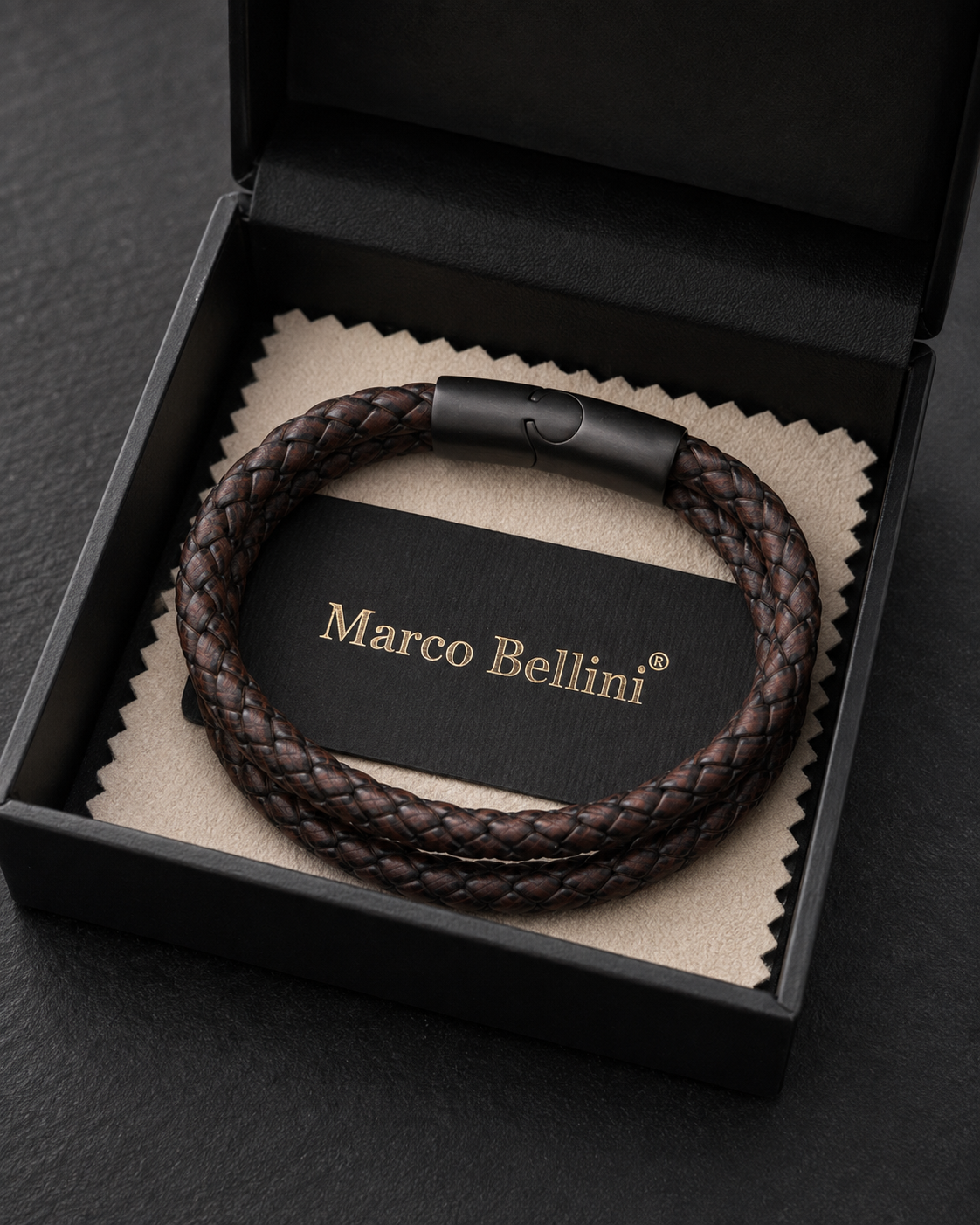 Marco Bellini Brown Braided Leather Bracelet
