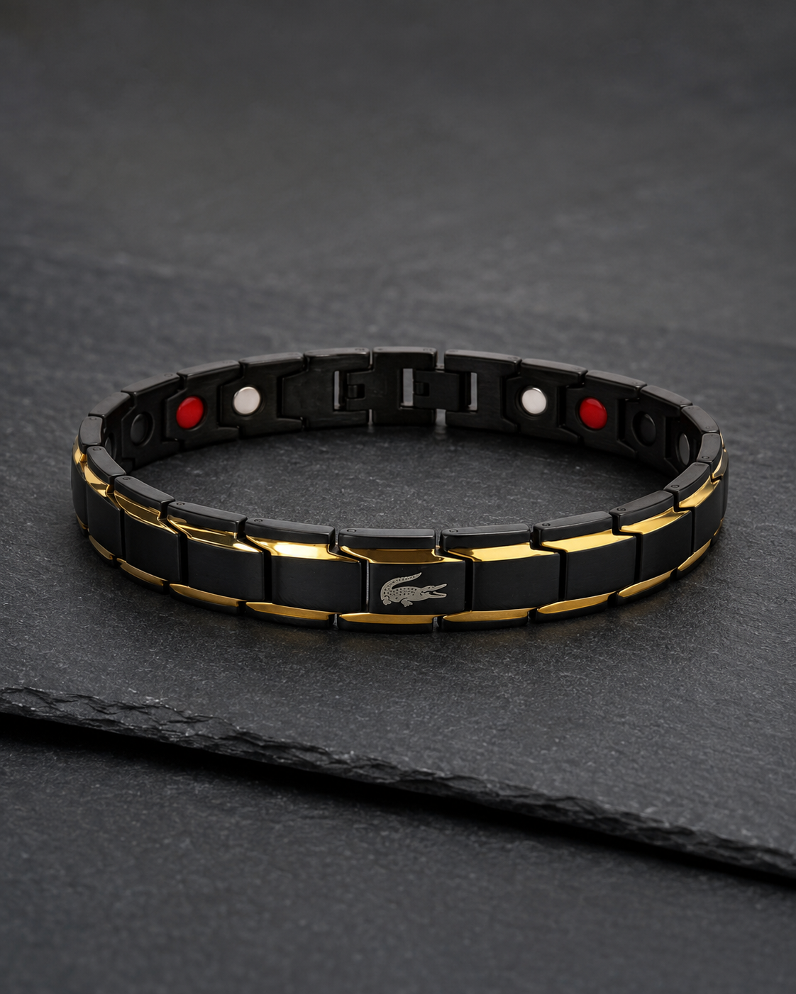 Lacoste Black & Gold Stainless Steel Bracelet
