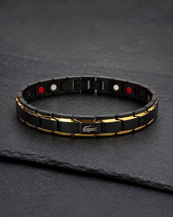 Lacoste Black & Gold Stainless Steel Bracelet