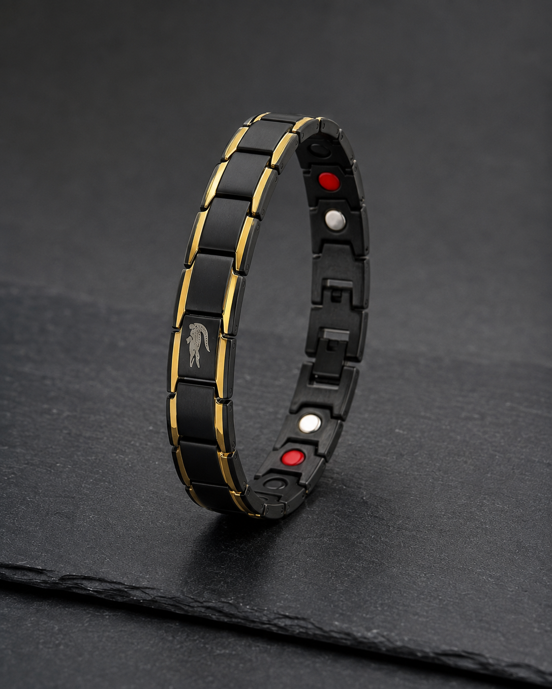 Lacoste Black & Gold Stainless Steel Bracelet