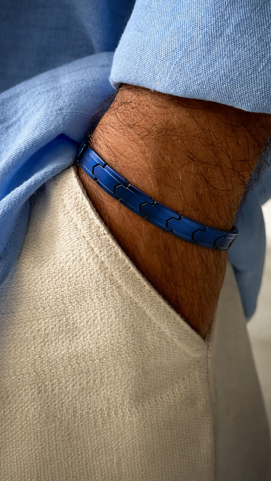 Blue Stainless Steel Magnetic Bracelet