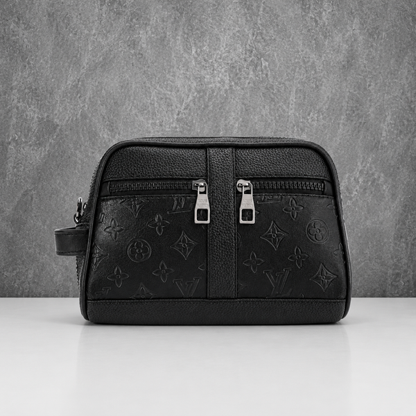 Louis Vuitton Men's Black Monogram Embossed Leather Toiletry Bag