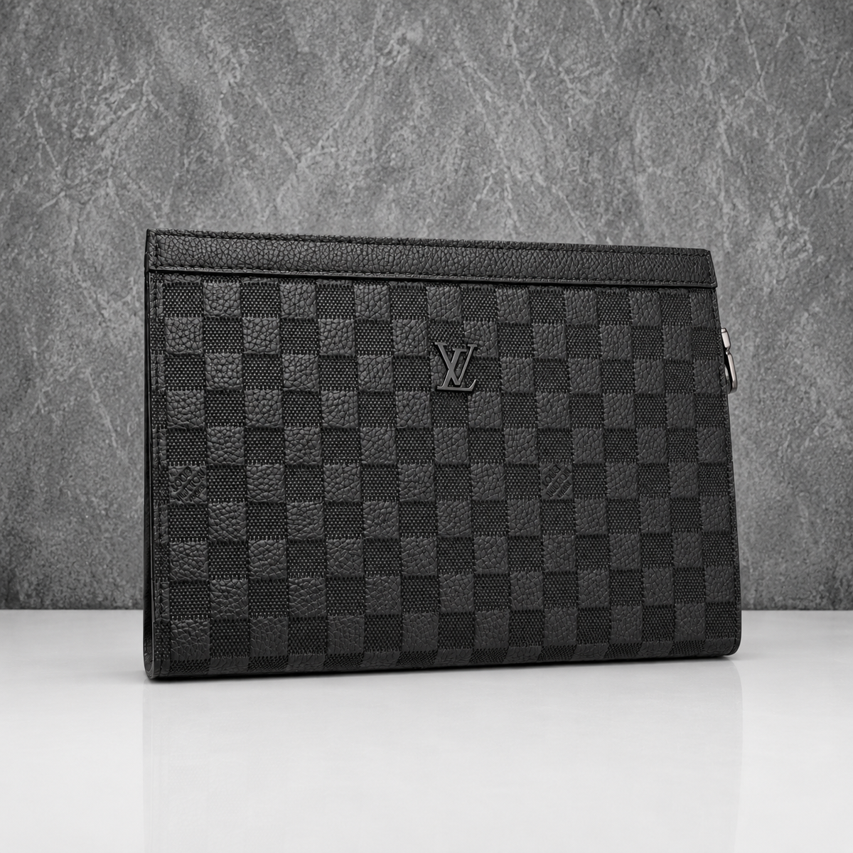 Louis Vuitton Men's Black Damier Graphite Leather Clutch Bag