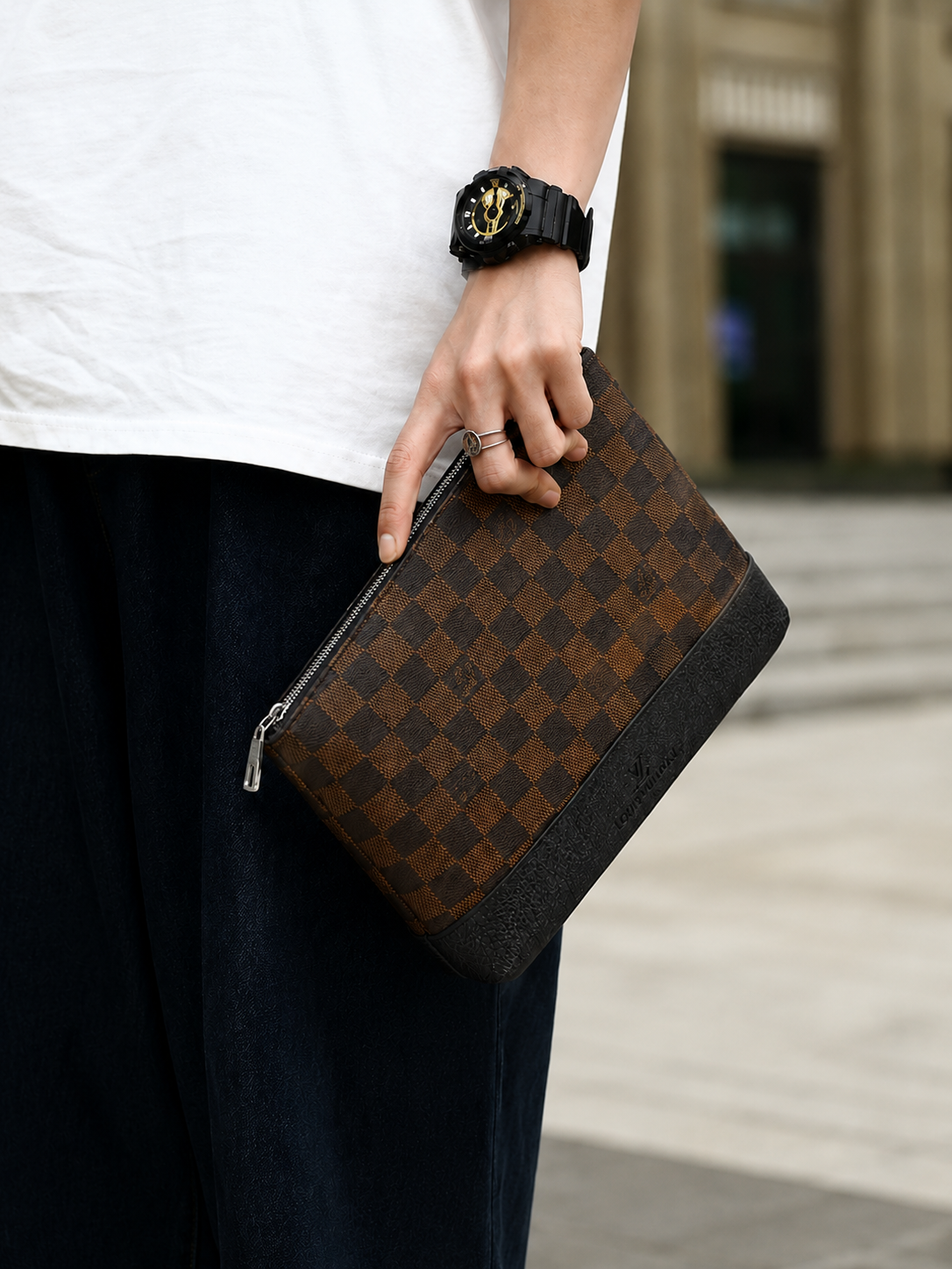 Louis Vuitton Men's Brown & Black Damier Ebene Canvas Toiletry Bag