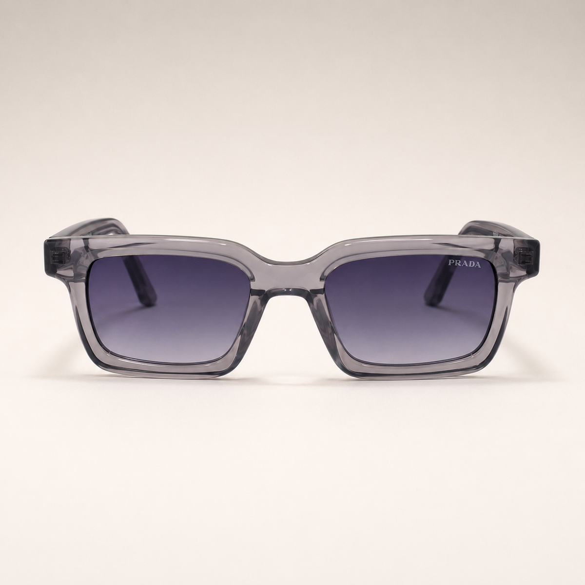 Prada Gray Transparent Rectangular Sunglasses with Case