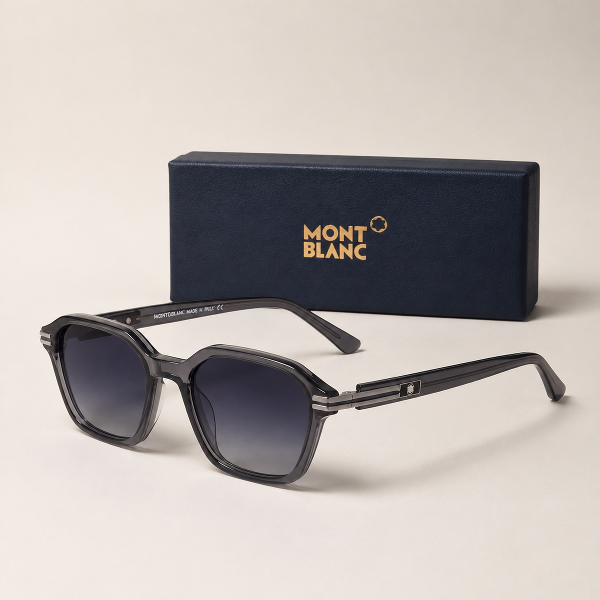 Montblanc Square Sunglasses – Smoke Grey with Gradient Lenses + Case