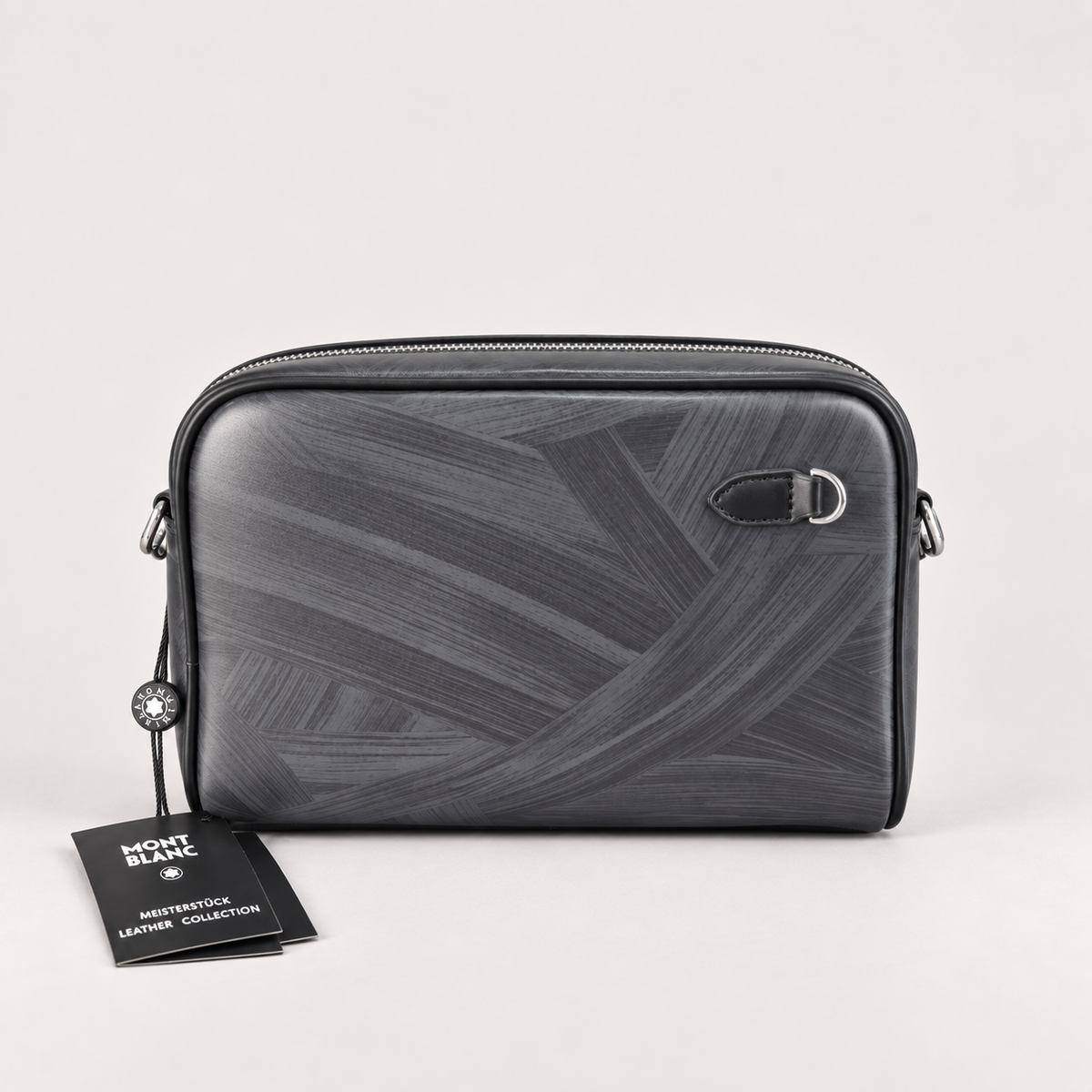Montblanc Men’s Black Patterned Crossbody Bag with Detachable Strap