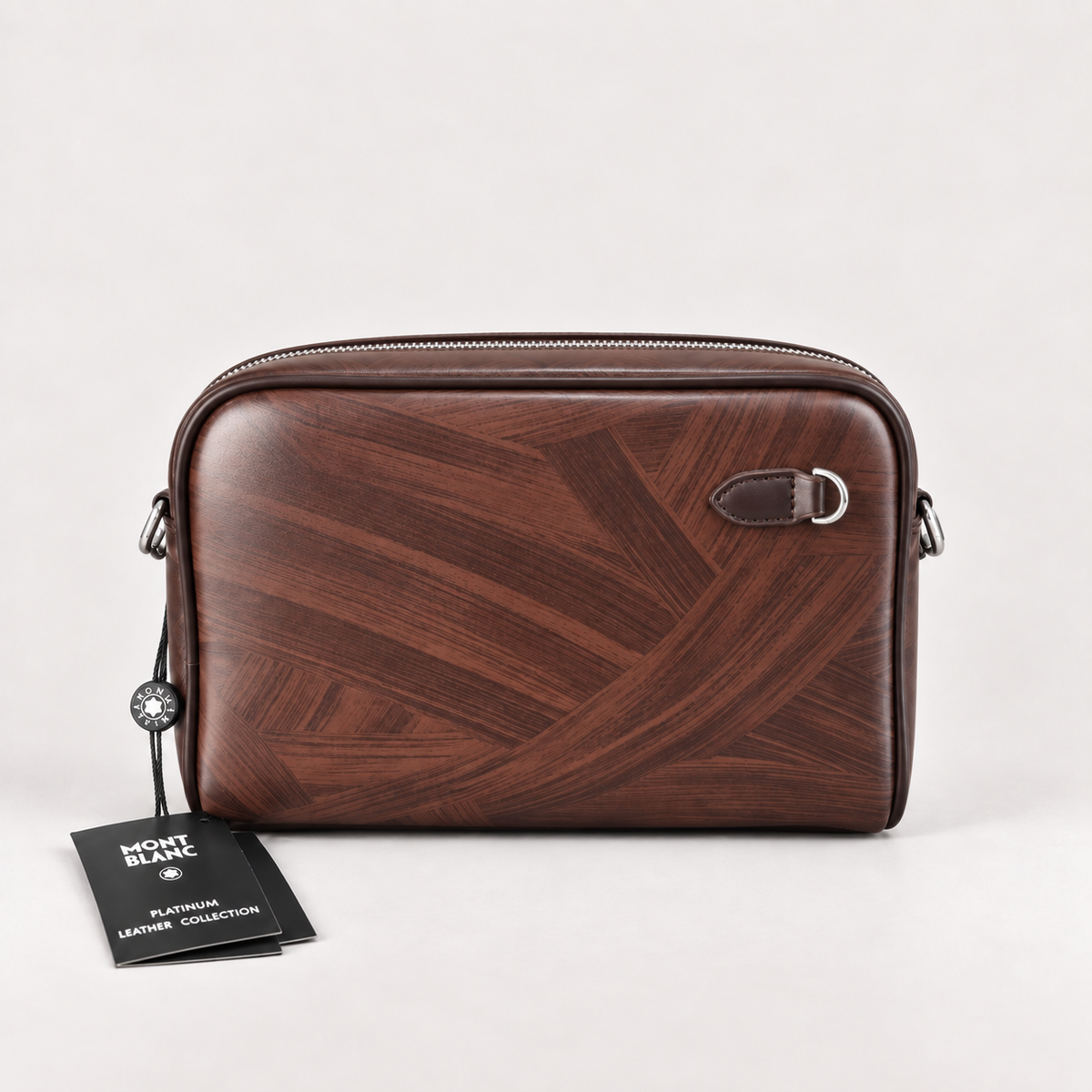 Montblanc Men’s Brown Patterned Crossbody Bag with Detachable Strap