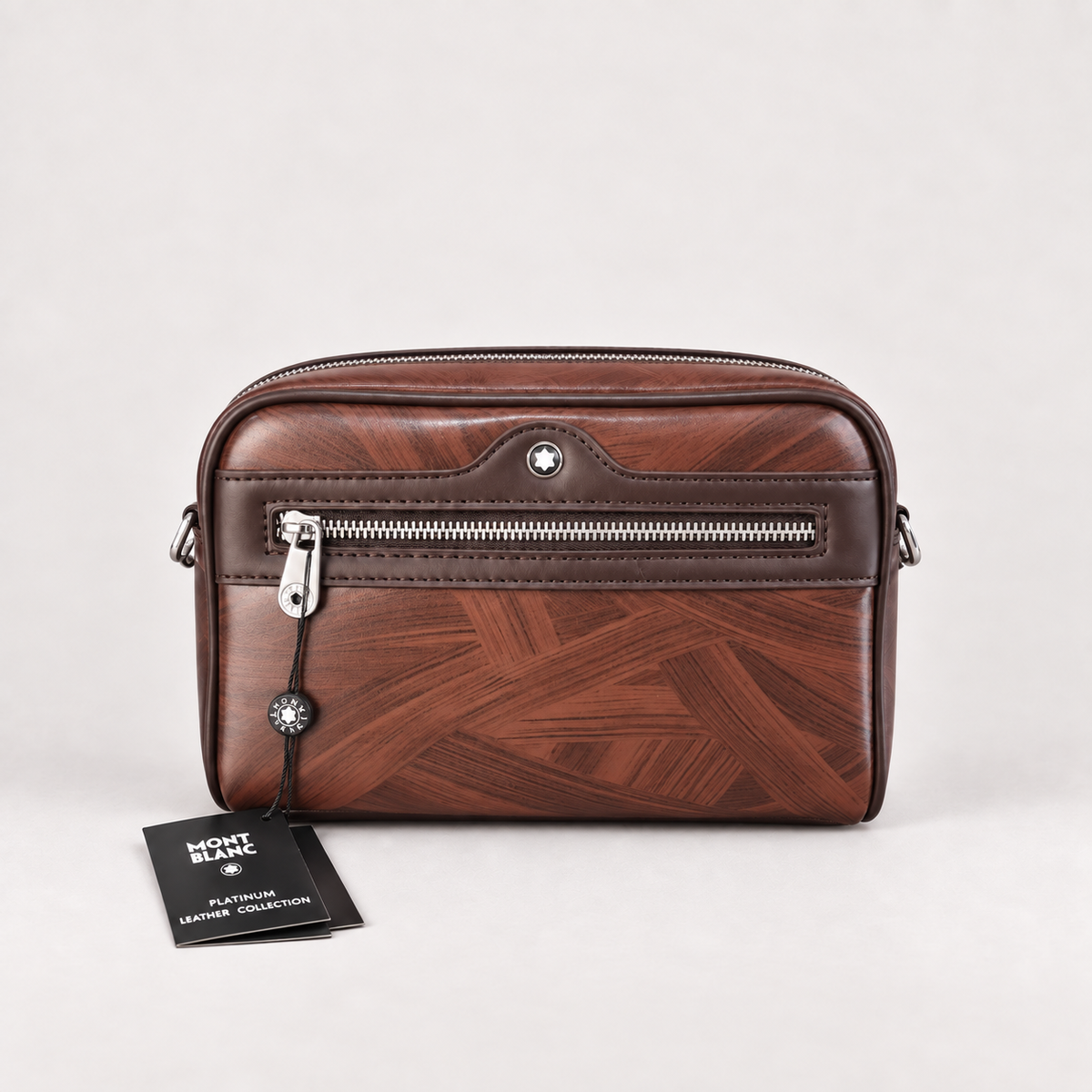 Montblanc Men’s Brown Patterned Crossbody Bag with Detachable Strap