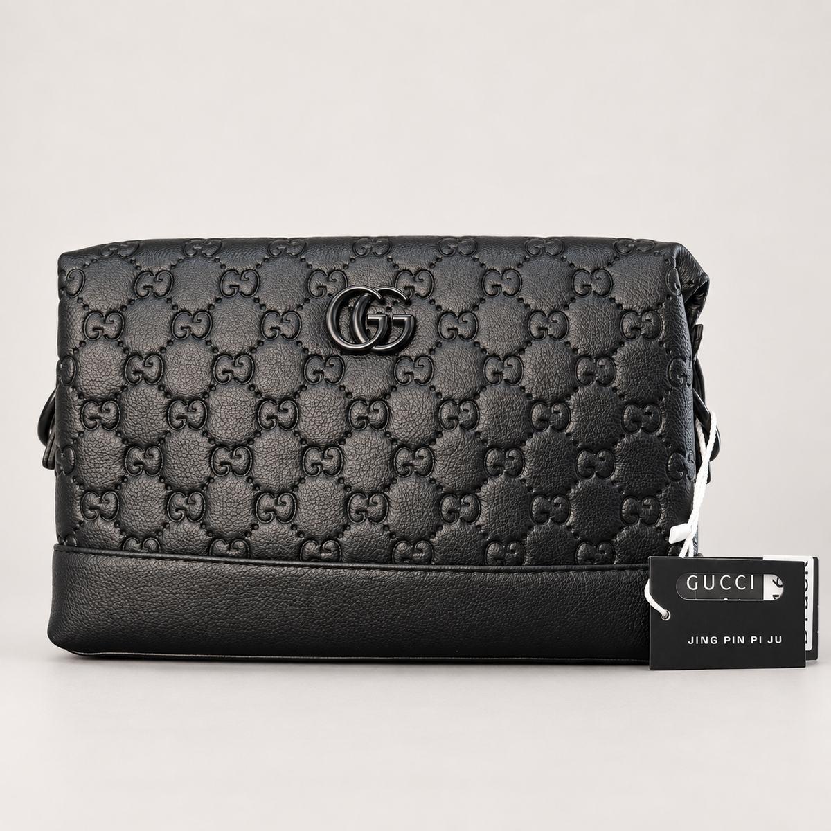 Gucci Men’s Black GG Embossed Crossbody Bag with Detachable Strap