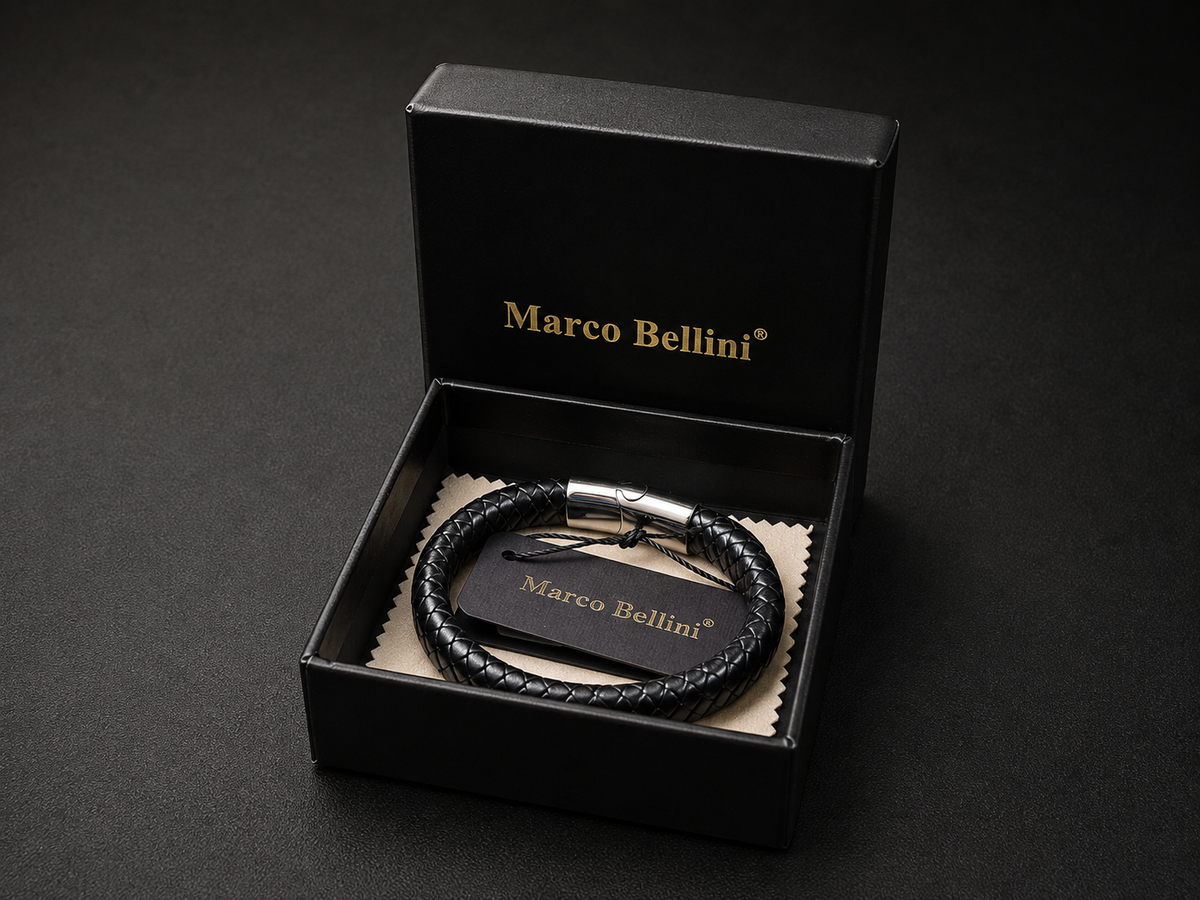Men’s Black Braided Bracelet with Gift Box Marco Bellini