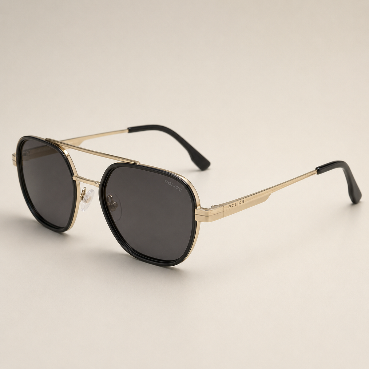 Police Gold & Black Square Aviator Sunglasses
