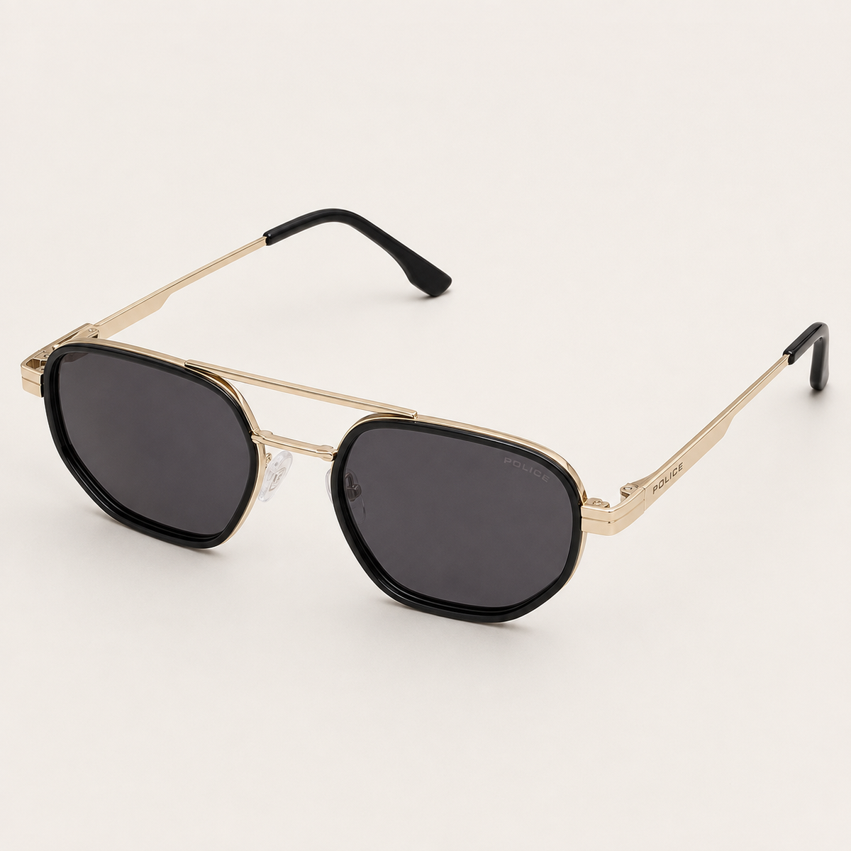 Police Gold & Black Square Aviator Sunglasses