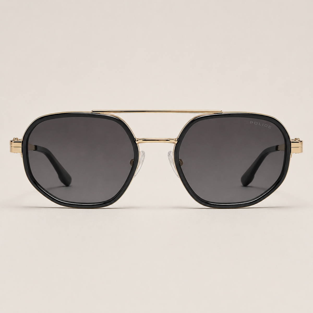 Police Gold & Black Square Aviator Sunglasses